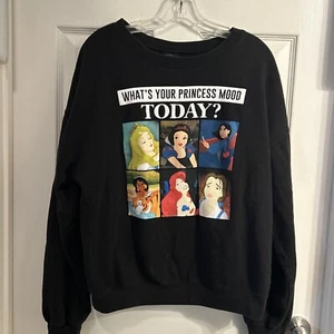 Juniors' Size XXXL(21) Disney Princess Mood Graphic Fleece Sweatshirt Black - Picture 1 of 7