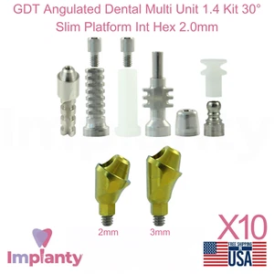 10x GDT Kit Multiunità Dentale Angolata 1.4 Piattaforma Sottile 30° Int Esagonale 2.0mm - Foto 1 di 24