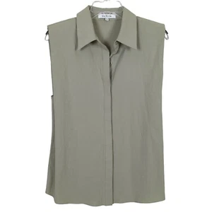 Moodie Damen Kurzarm Sommer Grau Grün Button Up Modern Top Gr. M - Bild 1 von 9
