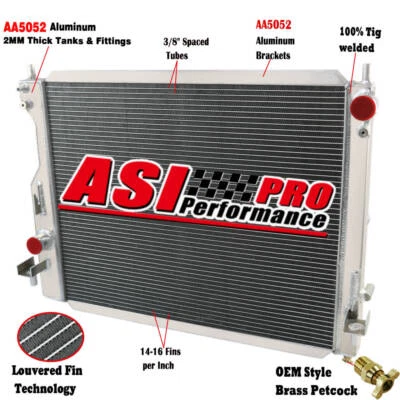 4 Row Radiator For 2005-2014 2009 2010 Ford Mustang 3.7L 4.0L V6 4.6L 5.0L V8 - Image 1 of 4