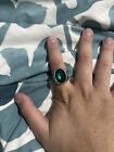 Green Crystal Alloy Silver Plated - Ring Size 9.5 - Size T
