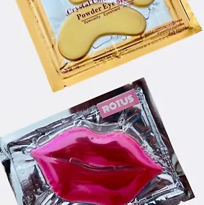 20 PACK Collagen Moisturizing Gold Eye Pads & 20 PACK Pink Soft Lip Masks Bundle - Picture 1 of 12