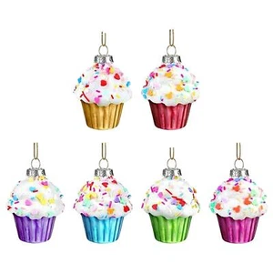 6x Cupcake Christmas Ornaments Lightweight Creative Xmas Hanging Decoration - Picture 1 of 6