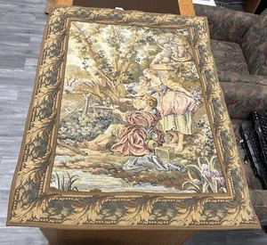 Vintage Tapestry Gobelins Belgium Wall Hanging 45.5" x 34" - Picture 1 of 9