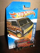 Hot Wheels 2011 #96 Heat Fleet #6 Custom 77 Dodge Van Flat Black With Flames