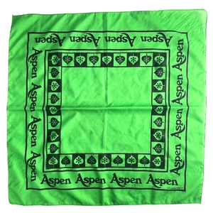 Aspen Colorado 1977 Vtg Green Ski Handkerchief Bandana Int'l Custom Design 22" - Picture 1 of 3