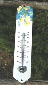 THERMOMETRE EMAILLE FLEURS EMAIL VERITABLE 800°C FABRICATION FRANCAISE NEUF 25cm - Picture 1 of 1