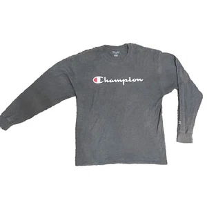 CHAMPION Herren T-Shirt GRAU Jersey Strick LOGO SPELL-OUT Langarm FREIZEIT Gr. XL - Bild 1 von 6
