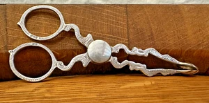 Vintage English Sterling Silver Engraved Sugar Tongs Nips Georgian Scissor Style - Picture 1 of 20