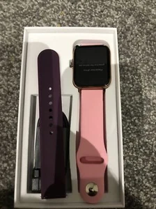 ZANOTY  1.4 Inches Gold Case with Pink And Purple . Rubber Band Fitness Trackers - Picture 1 of 3