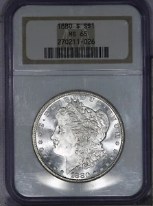 1880-S Morgan Silver Dollar $1 NGC MS65 - Beautiful Lustrous Gem! - Picture 1 of 2