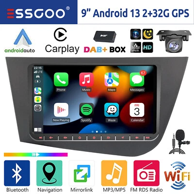 DAB+ 32G Android 13 Carplay Autoradio GPS Navi RDS Kam Für Seat Leon 1P1 2005-11 - Bild 1 von 4