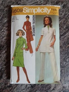 Simplicity 9509 Sewing Pattern Womens Sz 12 Pant Suit Tunic Dress 1971 CUT - Picture 1 of 6
