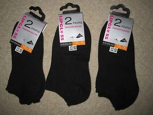 BNWT 6 (3PACKS) x "LIPGLOSS" BLACK FASHION TRAINER SOCKS - 6-8 1/2 - Picture 1 of 1