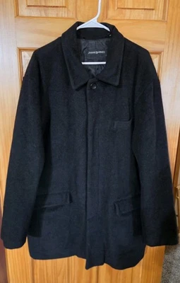 Jhane Barnes 设计师羊毛羊绒混纺大衣礼服夹克男式黑色 44R — 第 1/4 张图片