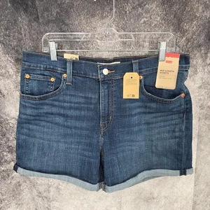 Pantaloncini jeans Levis donna 32 blu polsini lunghezza media lavaggio medio misto rayon nuovi - Foto 1 di 15