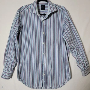 Camisa de vestir Tailorbyrd para hombre talla M manga larga abotonada blanca azul roja preppy - Imagen 1 de 12