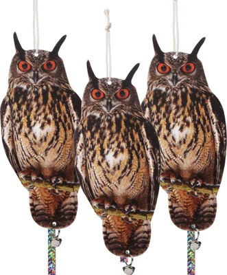 Fake Owl Decoy to Scare Birds, 3 Pack Fake Owl Hanging Effective Bird Control D - Imagem 1 de 4