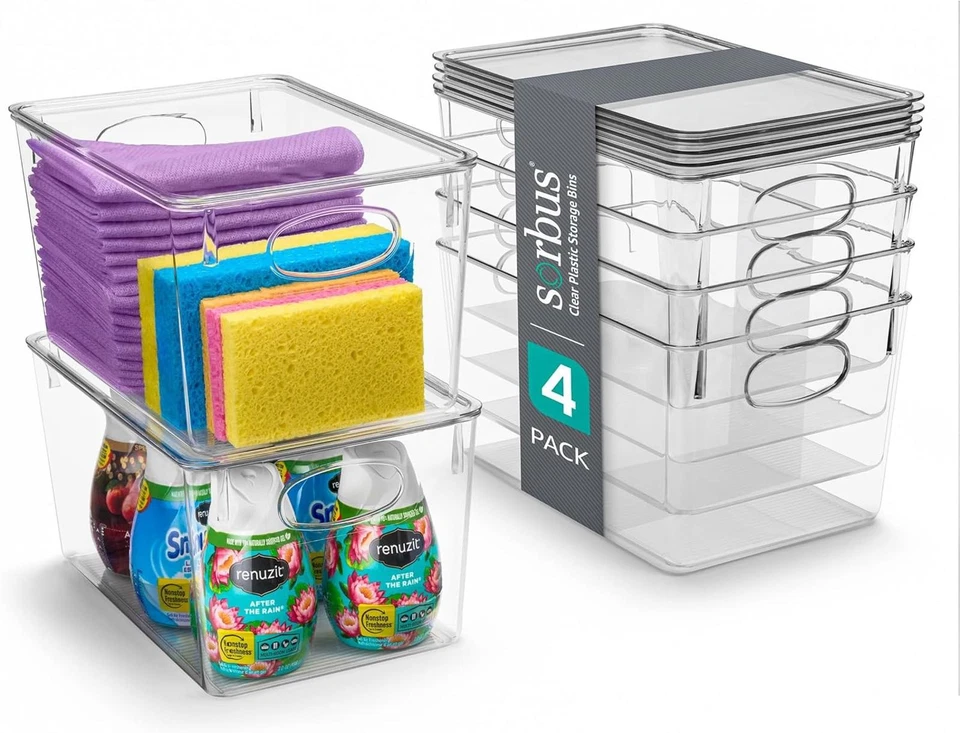 Большие пластиковые контейнеры для хранения Sorbus с крышками - для организации кухни, кладовой - Изображение 1 из 4