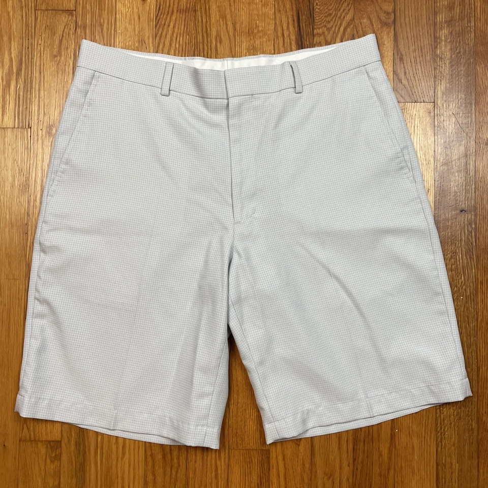 Pantalones Cortos de Golf Walter Hagen Para Hombres 34 Frente Plano Chino Atlético Gris Cuadros Foto 1 de 4