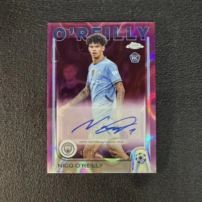 2024-25 Topps Chrome UEFA Nico O'Reilly RC Magenta Lava AUTO /75 Manchester City - Image 1 of 2