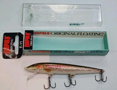 Vtg Original RAPALA F-11 Rainbow Trout Fishing Lure, New In The Box - Image 1 of 4