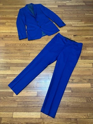 Indochino Mens Suit Size 38L Blazer Jacket 34x34 Dress Pants Wool Cashmere Blue - Image 1 of 4