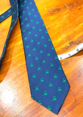 Corbata de seda vintage BROOKS BROTHERS MAKERS azul marino verde logotipo de oveja EE. UU. Foto 1 de 4
