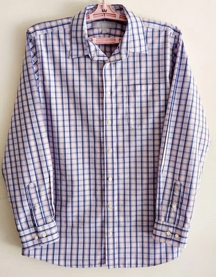 Camisa manga larga NORDSTROM Big Boys azul a cuadros con botones Foto 1 de 4