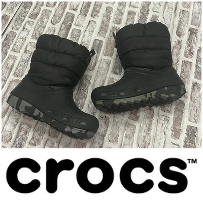 Crocs Unisex Niño Clásico Forrado Neón Puffer Botas Impermeables Nieve Invierno Talla J 1 Foto 1 de 4