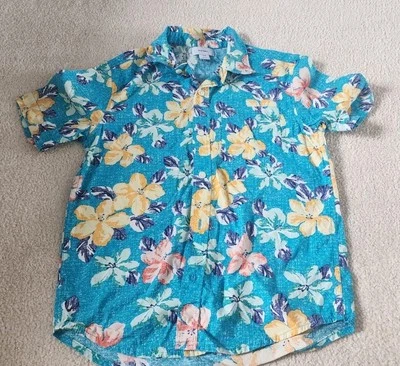 Boy Youth Shirt Hawaiian Tropical Summer  Button Up Bright Color Size 8 - Image 1 of 3