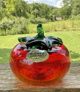 Blenko Glass Tomato Paperweight - Picture 1 of 17