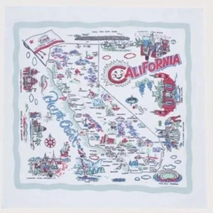 Retro Souvenir Map Tablecloth California 52" x 52" Moda Home W/ Storage Pouch - Picture 1 of 4