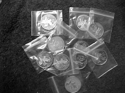 10 - 2000 S PROOF MASSACHUSETTS STATE  QUARTERS FROM PROOF SETS - CLAD LOT - Image 1 of 4