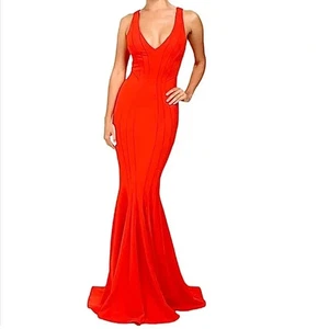 Zac Posen runway Red Coral evening gown mermaid dress size 2- Ronnie dress - Picture 1 of 15