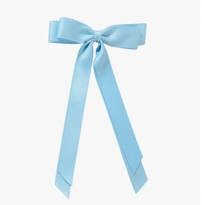 Lt Blue Satin Stylish Bow Double Ribbon Bow Knot Ballet Bow Hair Clip Non Slip - Image 1 of 4