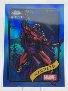 2025 TOPPS CHROME MARVEL Magneto BLUE /299 REFRACTOR Free Shipping - Picture 1 of 2