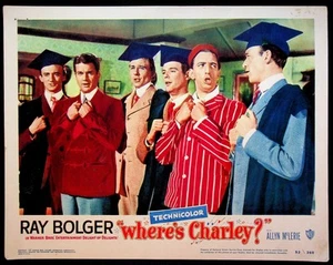 ¿Dónde está Charley? Póster original de la película musical de comedia 1952 Lobby Card 2 en estado bastante bueno - Imagen 1 de 2