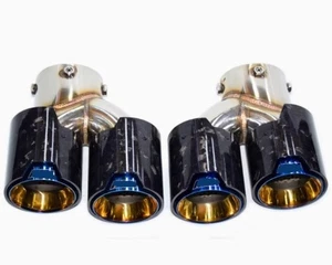2X For BMW G20 G21 G22 G26 Forged CARBON FIBRE QUAD EXHAUST TIPS M340 M240 Black - Picture 1 of 9