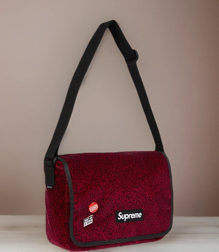 New SUPREME• Velvet Small Messenger Shoulder Bag• Box Logo• Red Leopard• NWT• 5L - Image 1 of 3