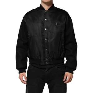 DOLCE & GABBANA Jacket Black Polyester Logo Plaque Bomber IT50/US40/L 2630usd - Picture 1 of 9