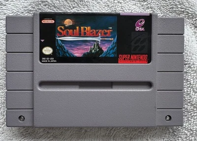 Soul Blazer (SNES, 1992) AUTHENTIC Cartridge NTSC Cleaned & Tested Battery Saves - Image 1 of 4