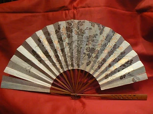 ancien eventail fan abanico ventaglio papier peint decor extreme orient doré - Imagen 1 de 1