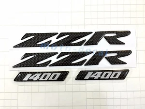 Real Carbon Fiber For ZZR1400 Emblem Fuel Tank Decal 3D Fairing Silver Sticker - Picture 1 of 20