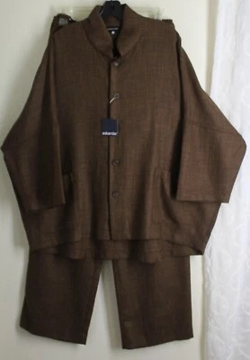 TERNO INCRÍVEL! Novo com etiquetas Eskandar tamanho 3 calça marrom conjunto de jaqueta de lã alpaca terno 1 32"L - Imagem 1 de 4