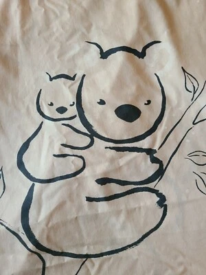 VINTAGE SPRINGMAID ALEX WEXT KOALA BEARS BLACK & TAN (1) TWIN FITTED SHEET 🐨 - Image 1 of 4