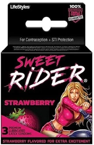 LifeStyles Sweet Rider 3 Pack - Strawberry Flavored Lubricated Condoms - Image 1 of 1