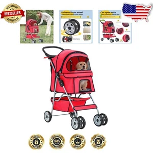 Elegant Folding Pet Stroller for Small Dogs & Cats - Reliable Travel Companion - Picture 1 of 9