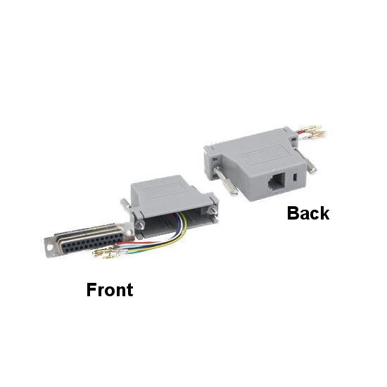 DB25 25Pin Female to RJ12 6P6C Female Modular Adapter Serial Device over Telecom - Image 1 of 1