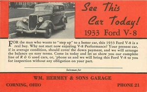 Postcard Ohio Corning 1933 Ford Automobile Advertising OH24-633 - Picture 1 of 2